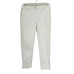 Chico's Platinum Denim Jeans Women M/1 White Ultimate Fit Zippers MidRise Casual